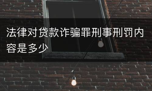 法律对贷款诈骗罪刑事刑罚内容是多少