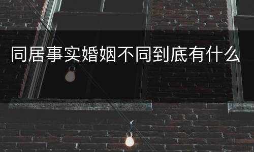 同居事实婚姻不同到底有什么