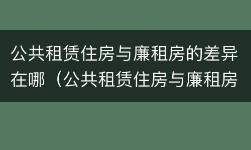 公共租赁住房与廉租房的差异在哪（公共租赁住房与廉租房的差异在哪查）
