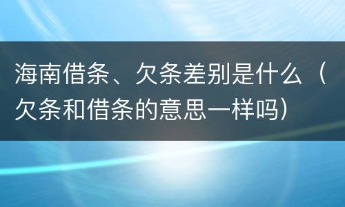 海南借条、欠条差别是什么（欠条和借条的意思一样吗）