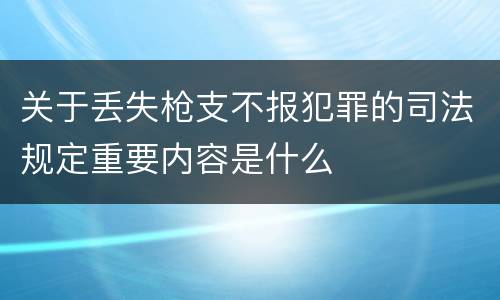 关于丢失枪支不报犯罪的司法规定重要内容是什么