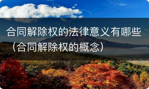 合同解除权的法律意义有哪些（合同解除权的概念）