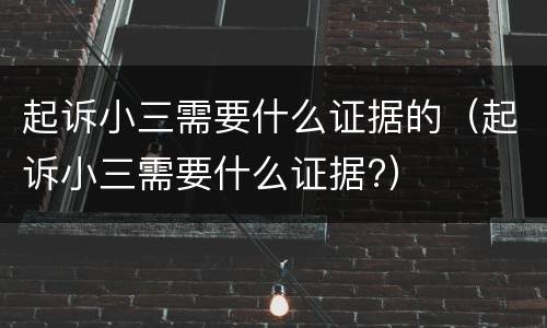 起诉小三需要什么证据的（起诉小三需要什么证据?）