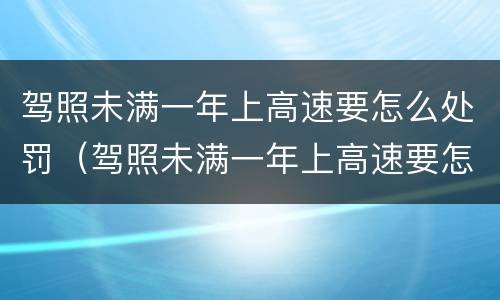 驾照未满一年上高速要怎么处罚（驾照未满一年上高速要怎么处罚呢）
