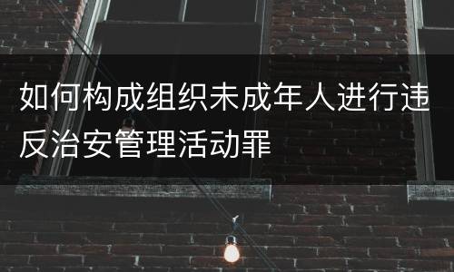 如何构成组织未成年人进行违反治安管理活动罪