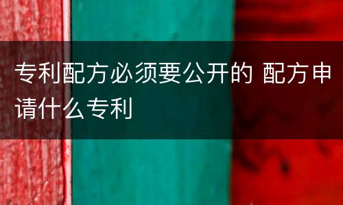 专利配方必须要公开的 配方申请什么专利