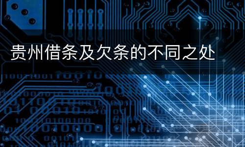 贵州借条及欠条的不同之处