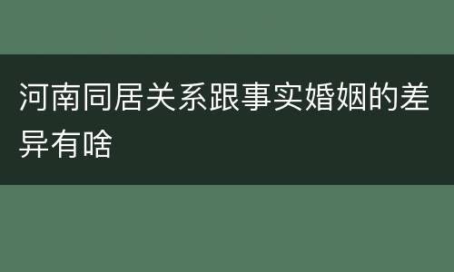 河南同居关系跟事实婚姻的差异有啥