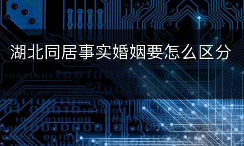 湖北同居事实婚姻要怎么区分