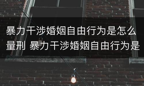 暴力干涉婚姻自由行为是怎么量刑 暴力干涉婚姻自由行为是怎么量刑的