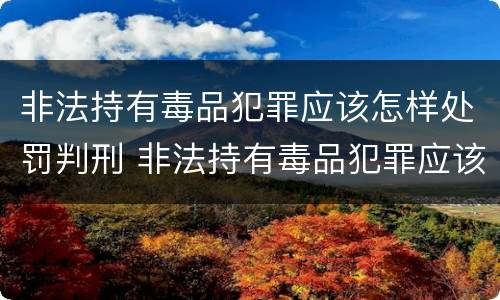 非法持有毒品犯罪应该怎样处罚判刑 非法持有毒品犯罪应该怎样处罚判刑多少年