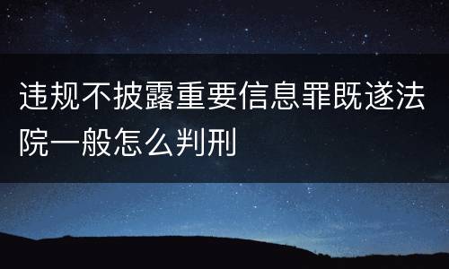 违规不披露重要信息罪既遂法院一般怎么判刑