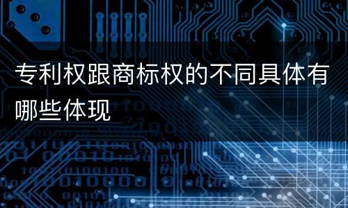 专利权跟商标权的不同具体有哪些体现