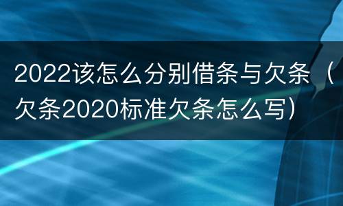 2022该怎么分别借条与欠条（欠条2020标准欠条怎么写）