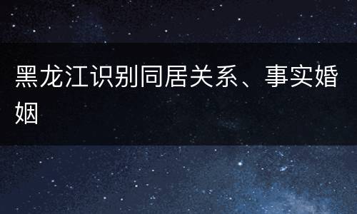 黑龙江识别同居关系、事实婚姻