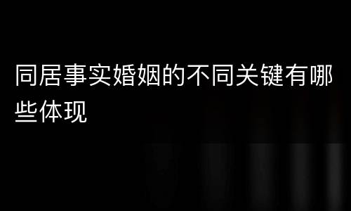 同居事实婚姻的不同关键有哪些体现