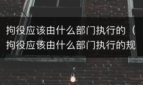 拘役应该由什么部门执行的（拘役应该由什么部门执行的规定）
