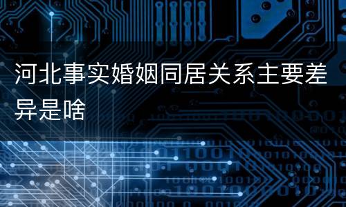 河北事实婚姻同居关系主要差异是啥