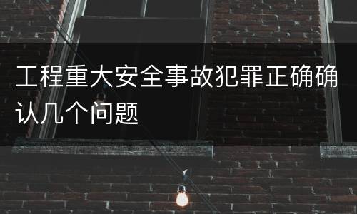 工程重大安全事故犯罪正确确认几个问题