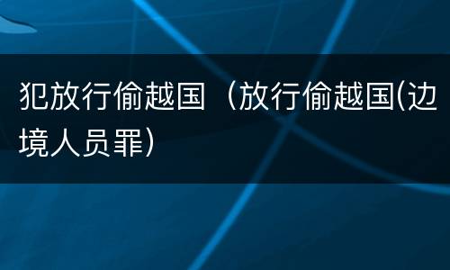 犯放行偷越国（放行偷越国(边境人员罪）