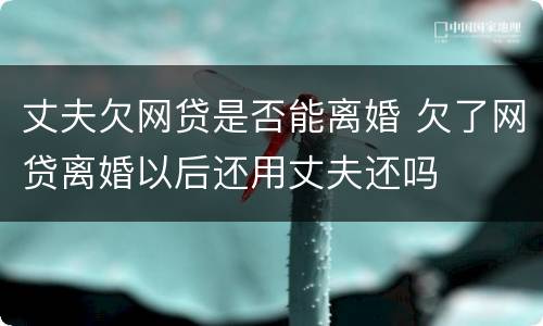 丈夫欠网贷是否能离婚 欠了网贷离婚以后还用丈夫还吗