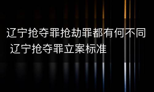 辽宁抢夺罪抢劫罪都有何不同 辽宁抢夺罪立案标准