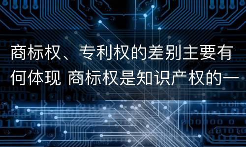 商标权、专利权的差别主要有何体现 商标权是知识产权的一种吗