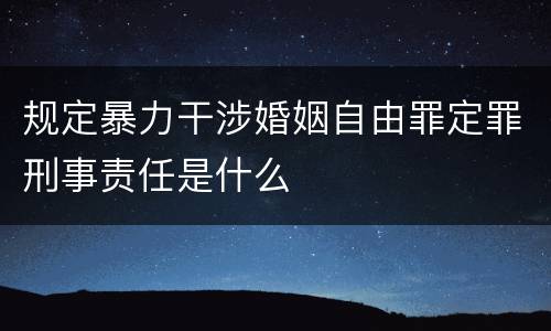 规定暴力干涉婚姻自由罪定罪刑事责任是什么