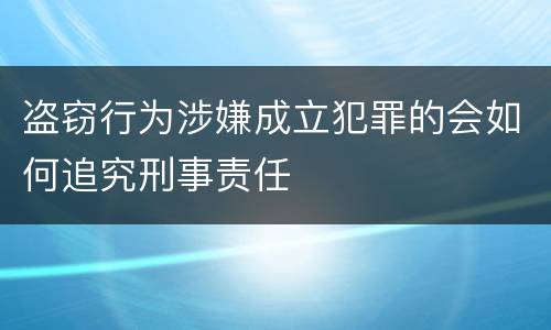 盗窃行为涉嫌成立犯罪的会如何追究刑事责任