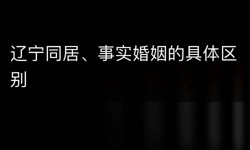 辽宁同居、事实婚姻的具体区别