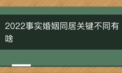 2022事实婚姻同居关键不同有啥
