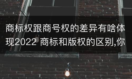 商标权跟商号权的差异有啥体现2022 商标和版权的区别,你知道多少?
