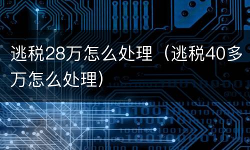 逃税28万怎么处理（逃税40多万怎么处理）