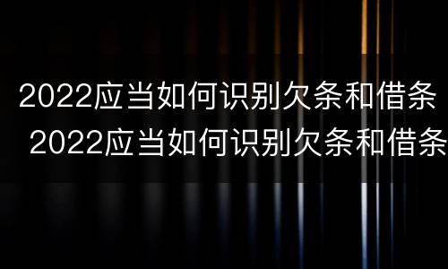 2022应当如何识别欠条和借条 2022应当如何识别欠条和借条呢