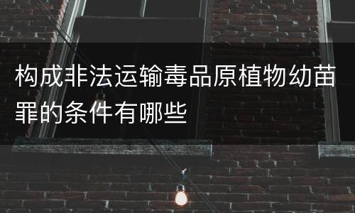 构成非法运输毒品原植物幼苗罪的条件有哪些