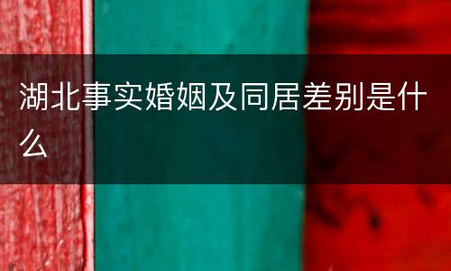 湖北事实婚姻及同居差别是什么
