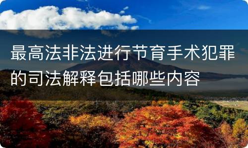 最高法非法进行节育手术犯罪的司法解释包括哪些内容