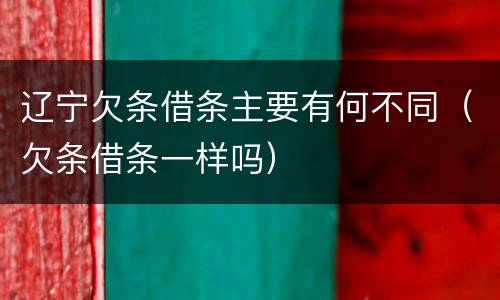 辽宁欠条借条主要有何不同（欠条借条一样吗）