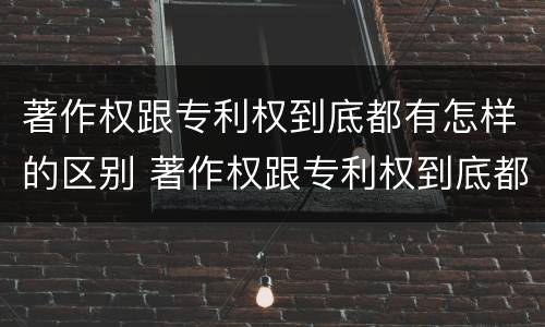 著作权跟专利权到底都有怎样的区别 著作权跟专利权到底都有怎样的区别呢
