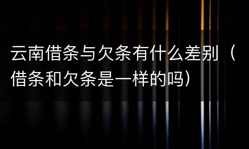 云南借条与欠条有什么差别（借条和欠条是一样的吗）