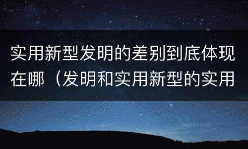 实用新型发明的差别到底体现在哪（发明和实用新型的实用性）