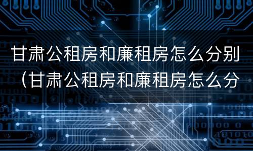 甘肃公租房和廉租房怎么分别（甘肃公租房和廉租房怎么分别的）