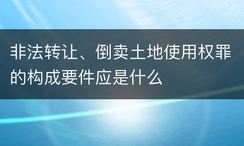 非法转让、倒卖土地使用权罪的构成要件应是什么