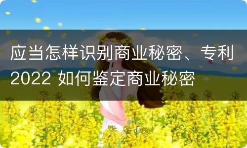 应当怎样识别商业秘密、专利2022 如何鉴定商业秘密