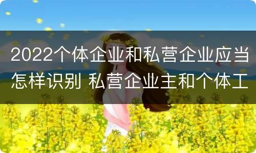 2022个体企业和私营企业应当怎样识别 私营企业主和个体工商户