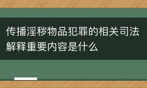 传播淫秽物品犯罪的相关司法解释重要内容是什么