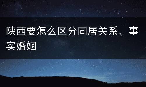 陕西要怎么区分同居关系、事实婚姻