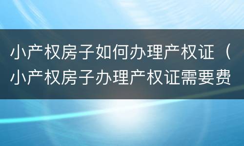 小产权房子如何办理产权证（小产权房子办理产权证需要费用吗）