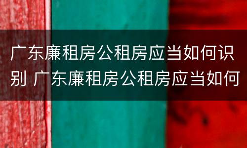 广东廉租房公租房应当如何识别 广东廉租房公租房应当如何识别房源