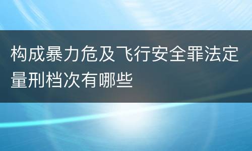 构成暴力危及飞行安全罪法定量刑档次有哪些